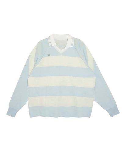 Striped Knit Rugby Top UNISEX - blue