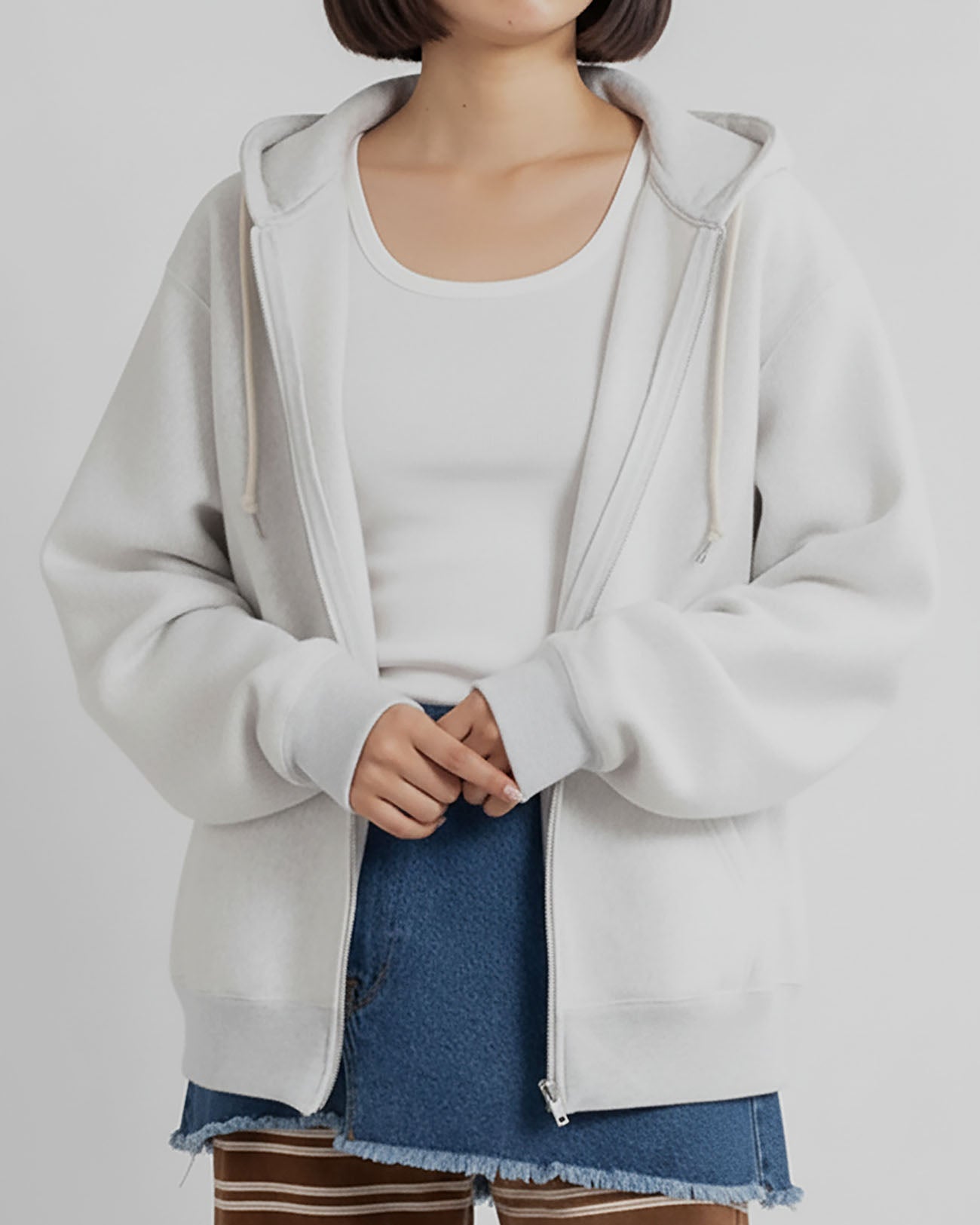 PHEENY | Athletic fleece zip up hoodie - gray – FAB4 ONLINE STORE