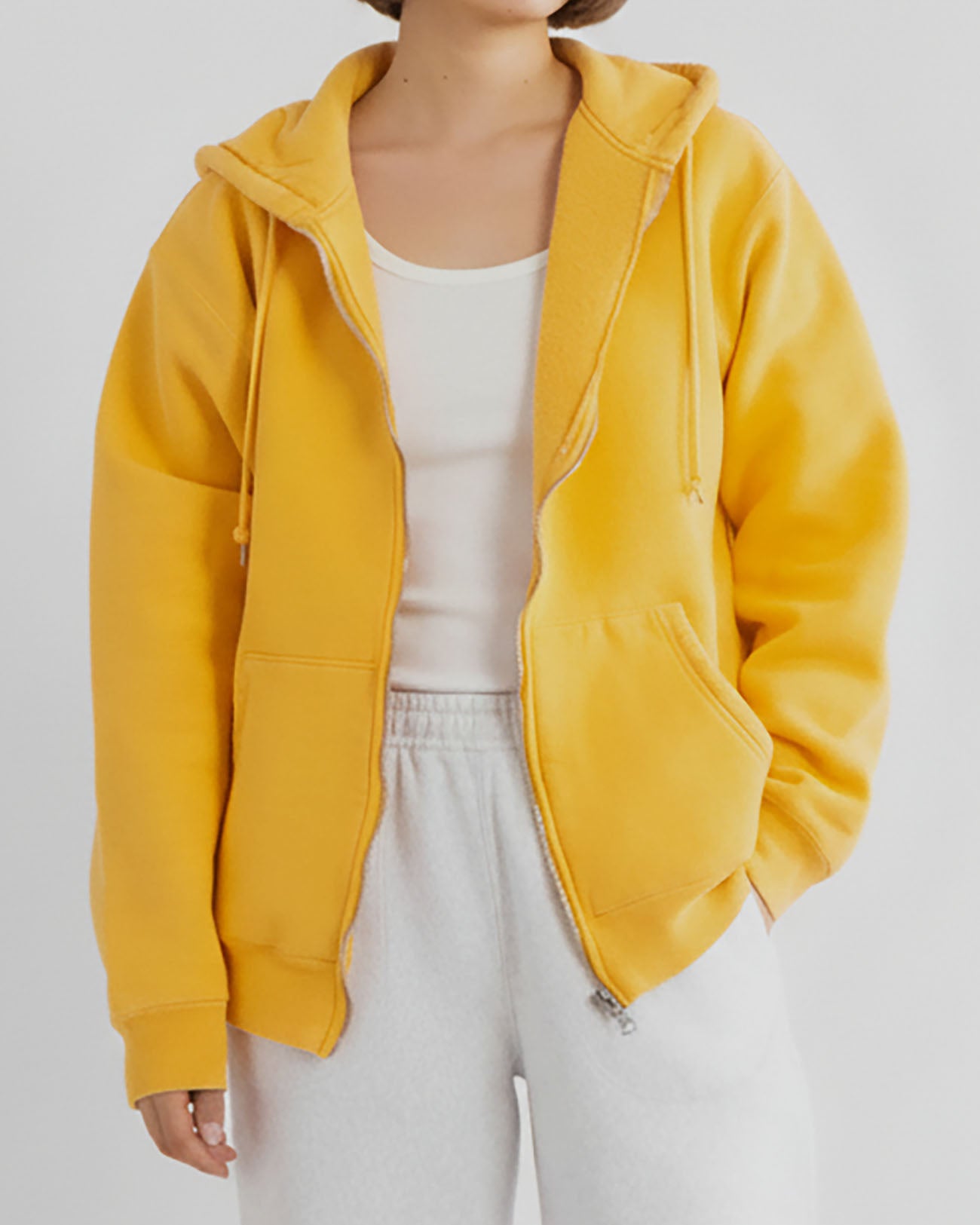 PHEENY | Athletic fleece zip up hoodie - yellow – FAB4 ONLINE STORE