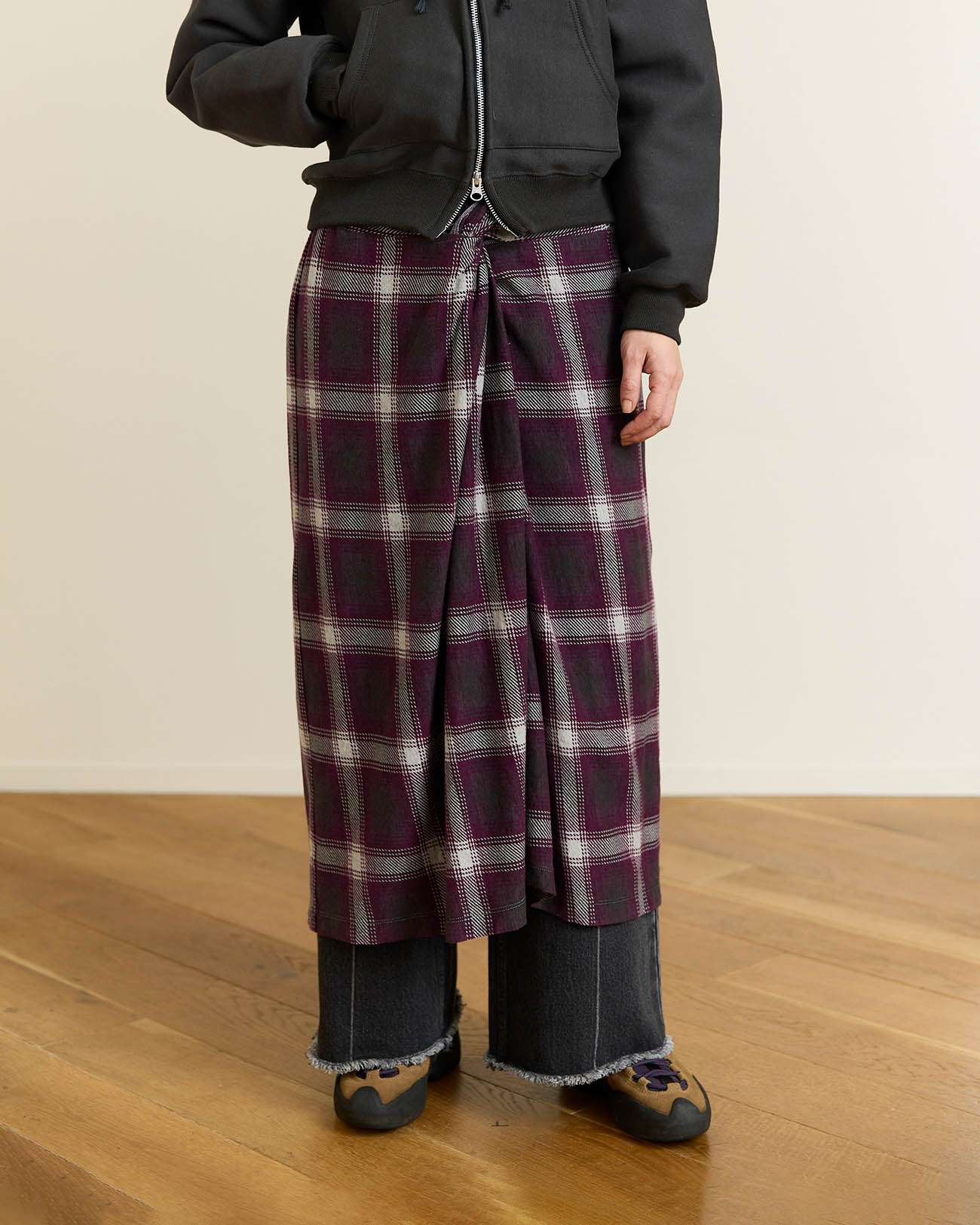 PHEENY | Ombre Check Draped Skirt - purple – FAB4 ONLINE STORE