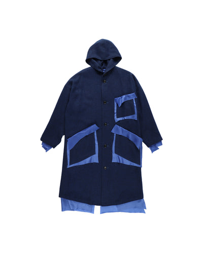 Hooded over coat (NVY) - FAB4 ONLINE STORE