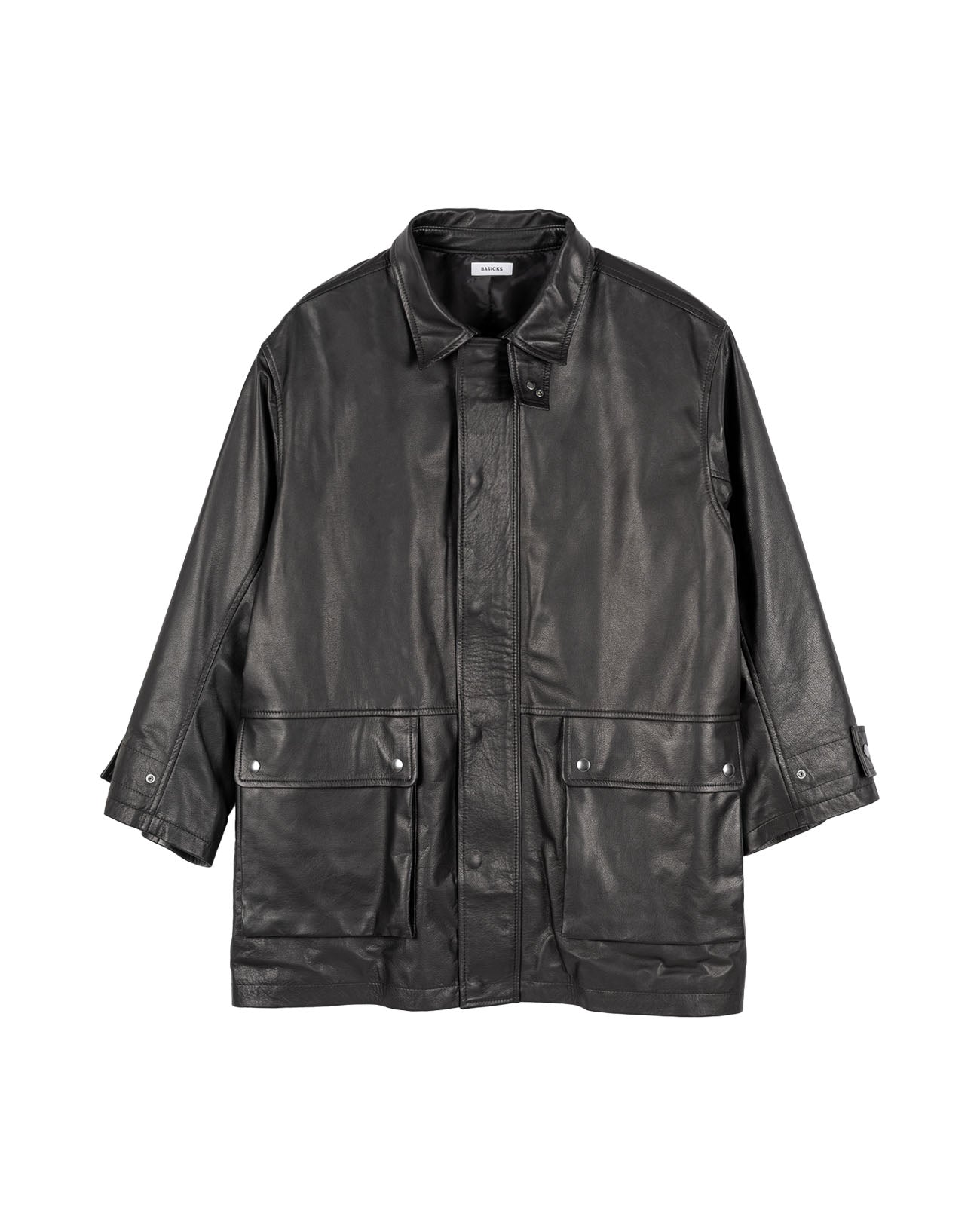 Cow Leather Car Coat - black - FAB4 ONLINE STORE
