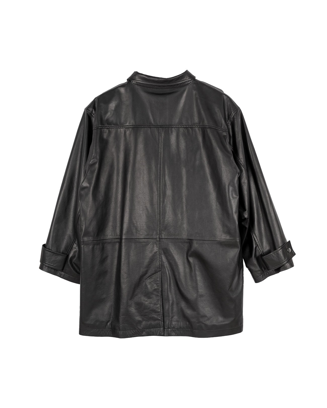 Cow Leather Car Coat - black - FAB4 ONLINE STORE