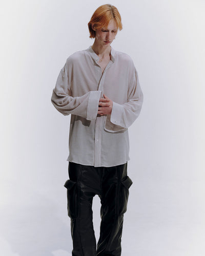 Crepe Stand Collar Shirt - gray