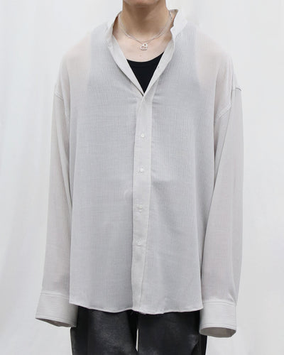 Crepe Stand Collar Shirt - gray