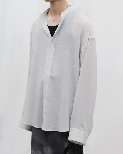 Crepe Stand Collar Shirt - gray