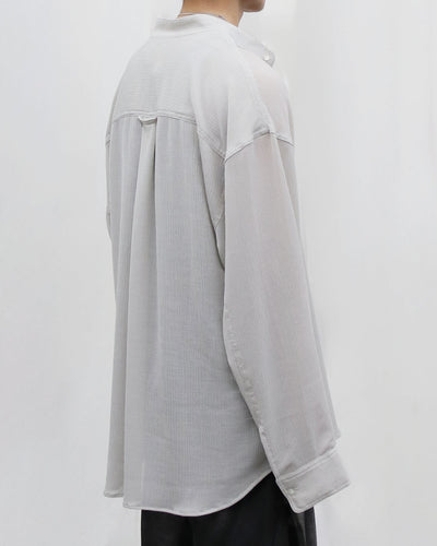 Crepe Stand Collar Shirt - gray