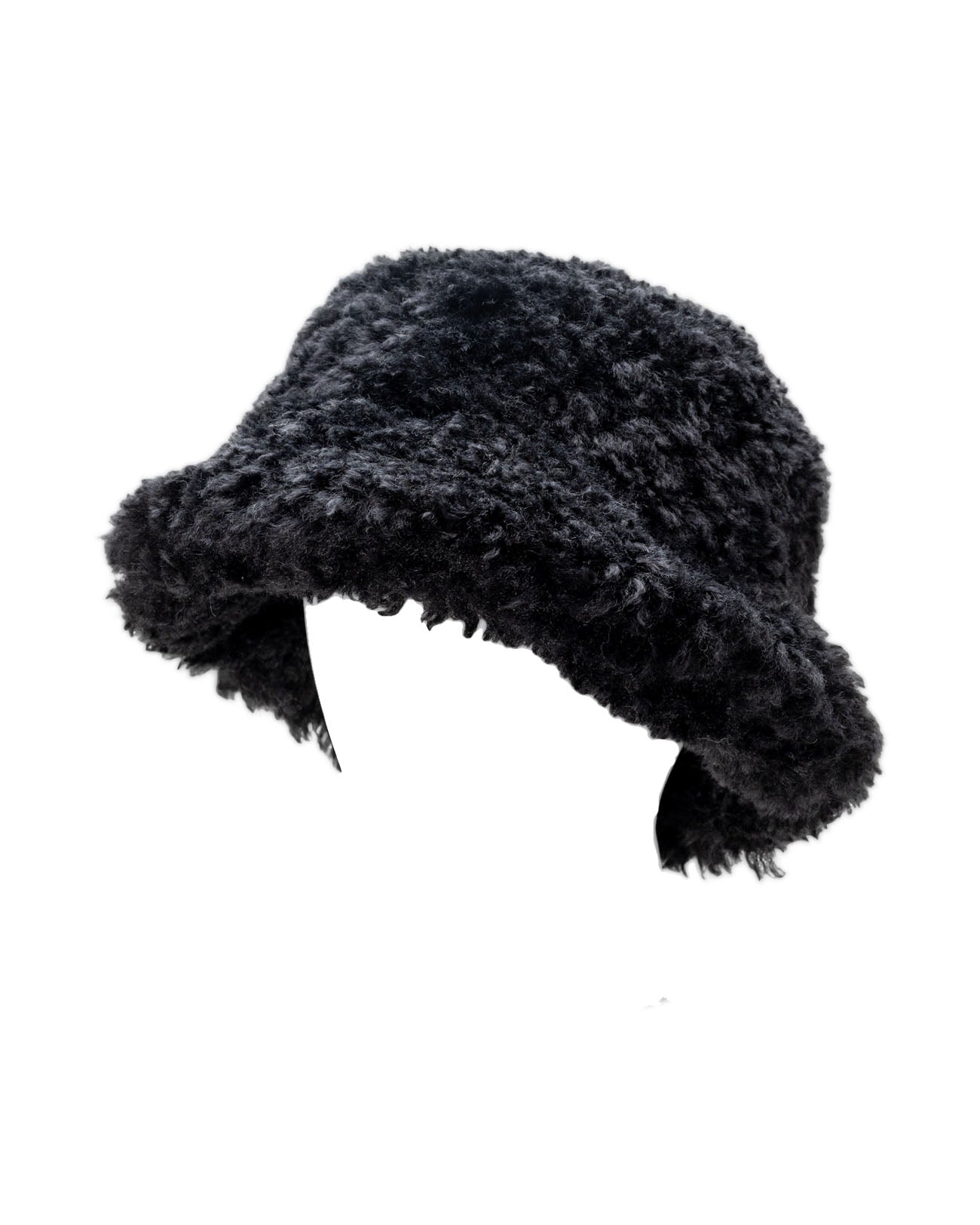 Faux Fur Big Bucket Hat - black