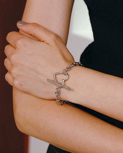 Heart Bracelet (Small Link) - silver