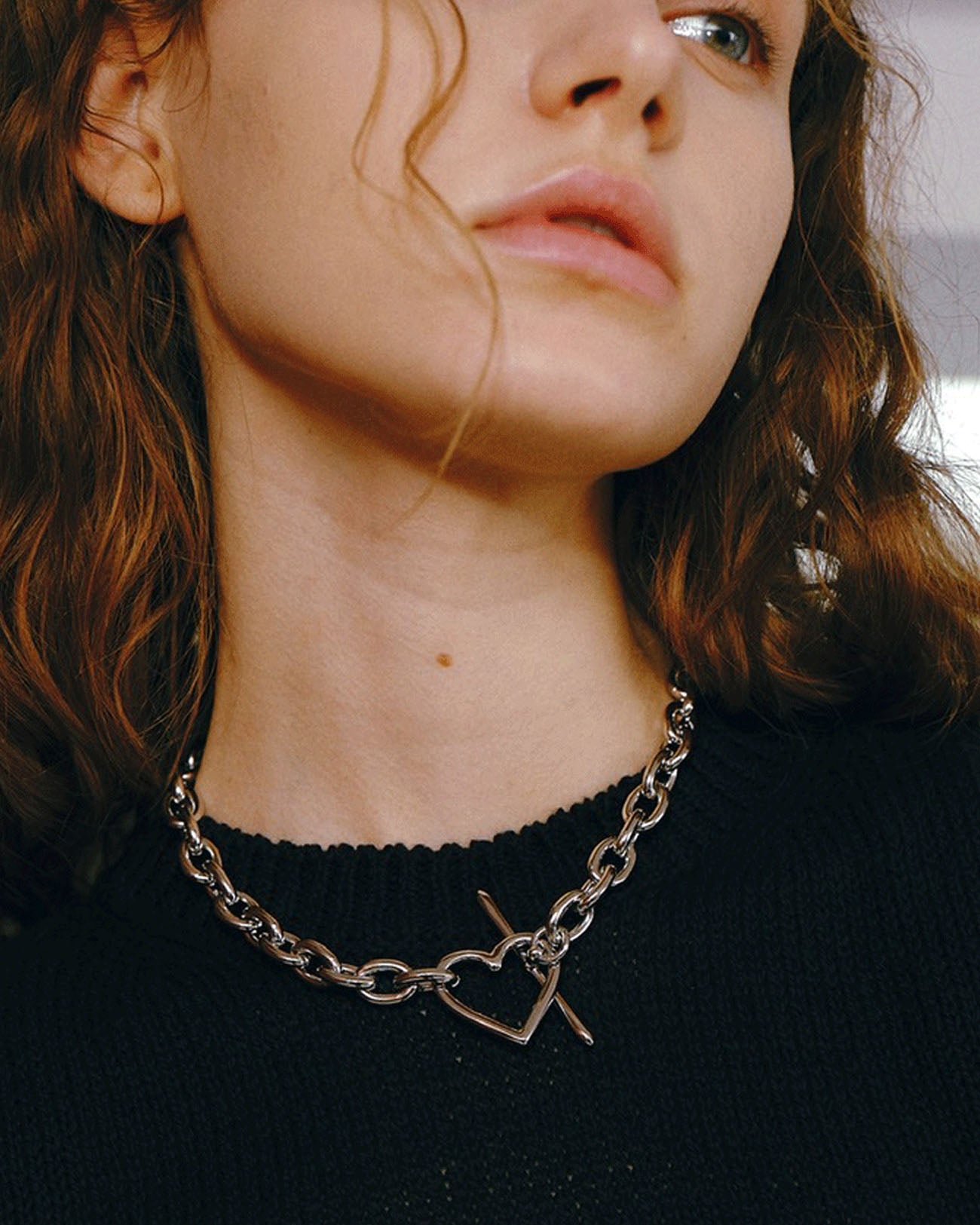 Heart Necklace (Medium Link) - silver