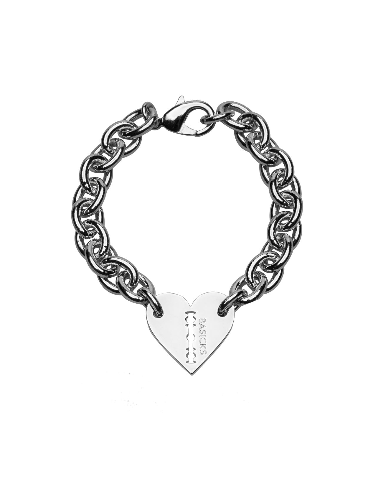 Heart Razor Bracelet (Medium Link) - silver