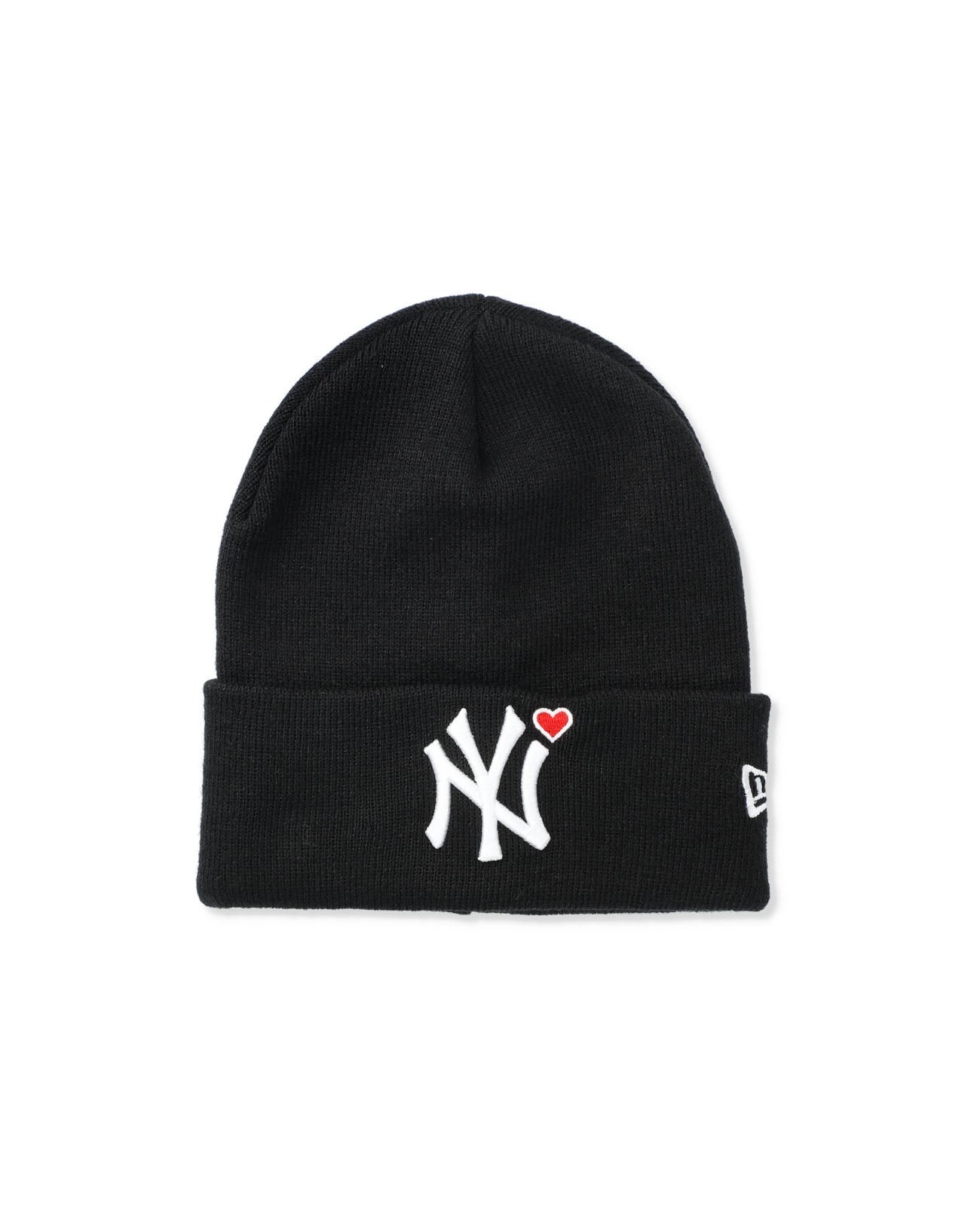 Yankees "RED" Heart Embroidery Knit Cap - black×red