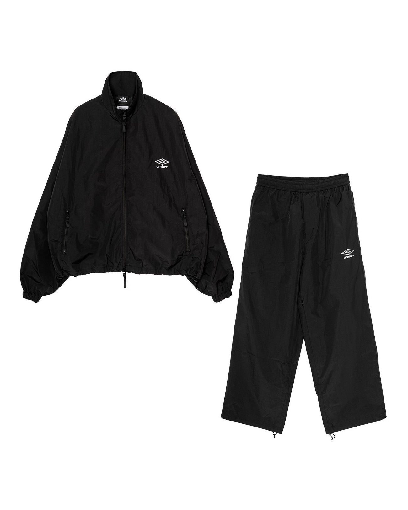 X UMBRO NYLON TRACK JACKET&TROUSER - black