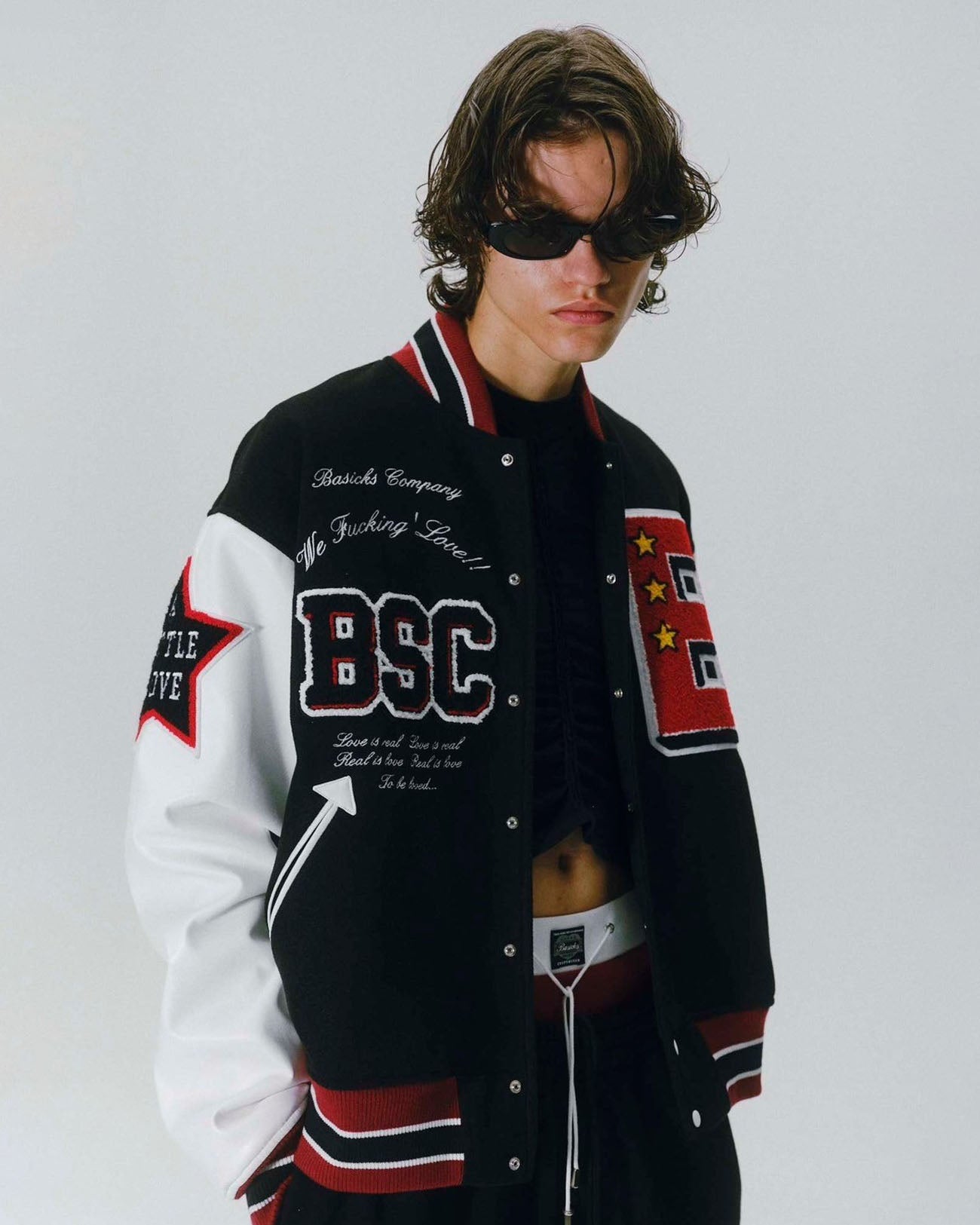 Vintage Style Varsity Jacket - black