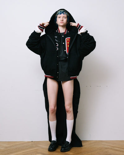 Vintage Style Varsity Jacket - black