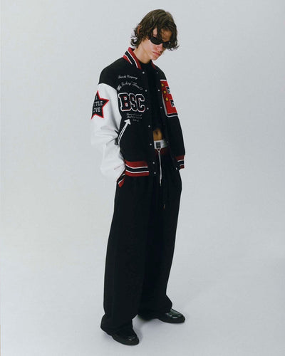 Vintage Style Varsity Jacket - black