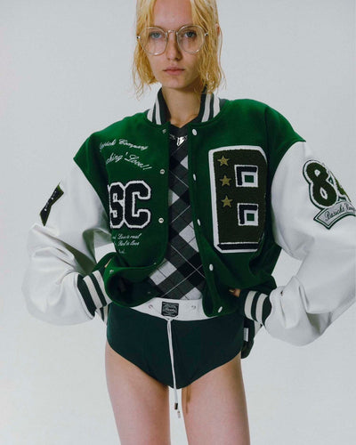 Vintage Style Varsity Jacket - green