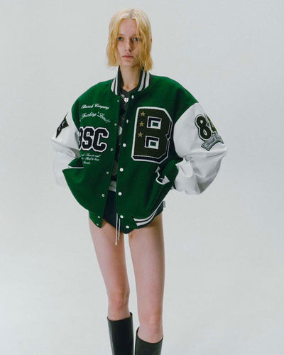 Vintage Style Varsity Jacket - green