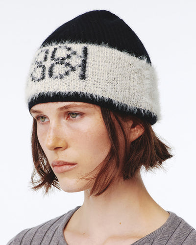 Emblem Knit Beanie UNISEX - black/ivory