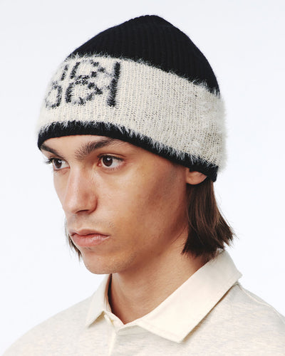 Emblem Knit Beanie UNISEX - black/ivory