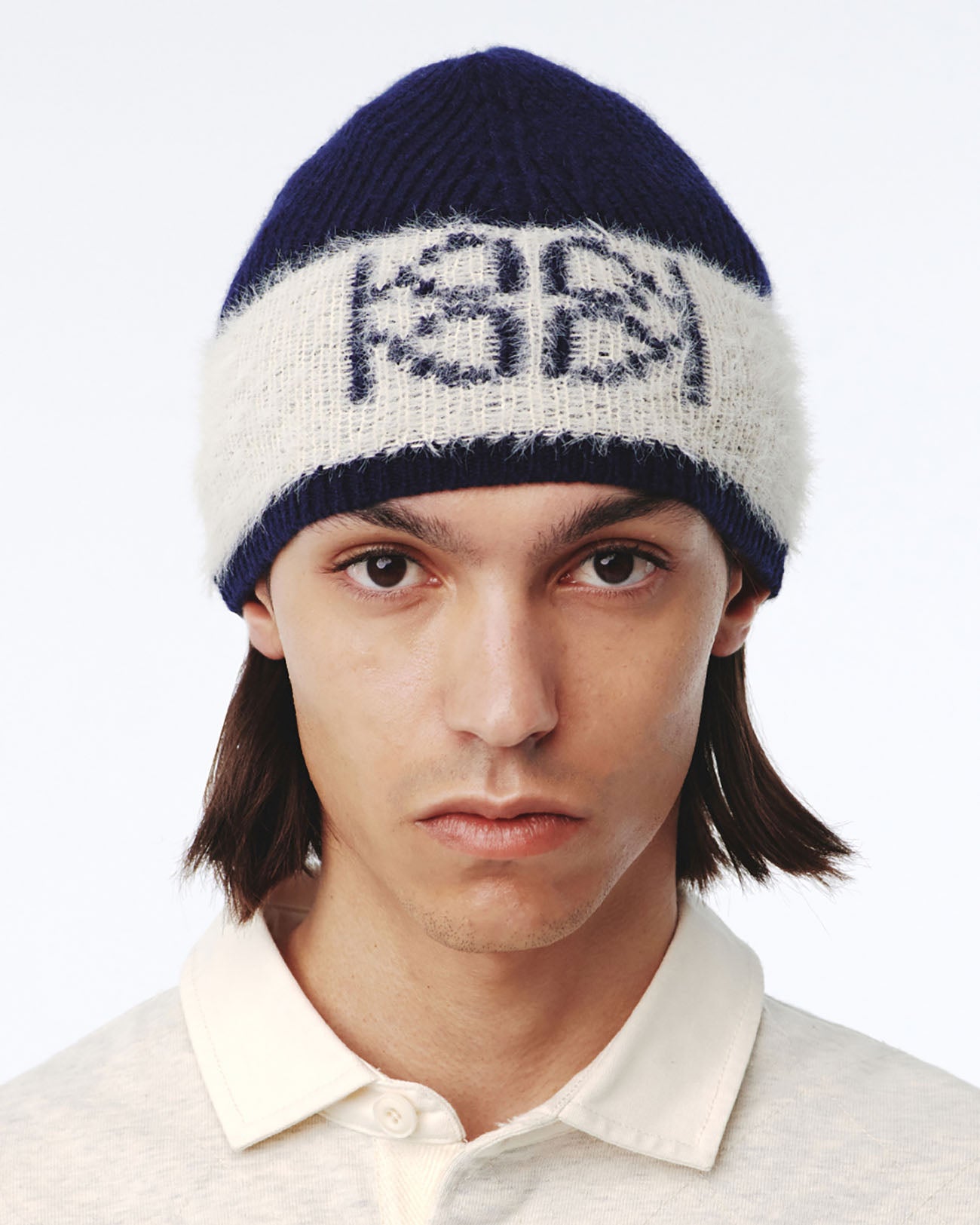 Emblem Knit Beanie UNISEX - navy/ivory