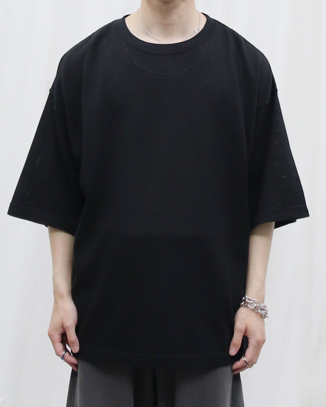 Cotton mesh H/S - black