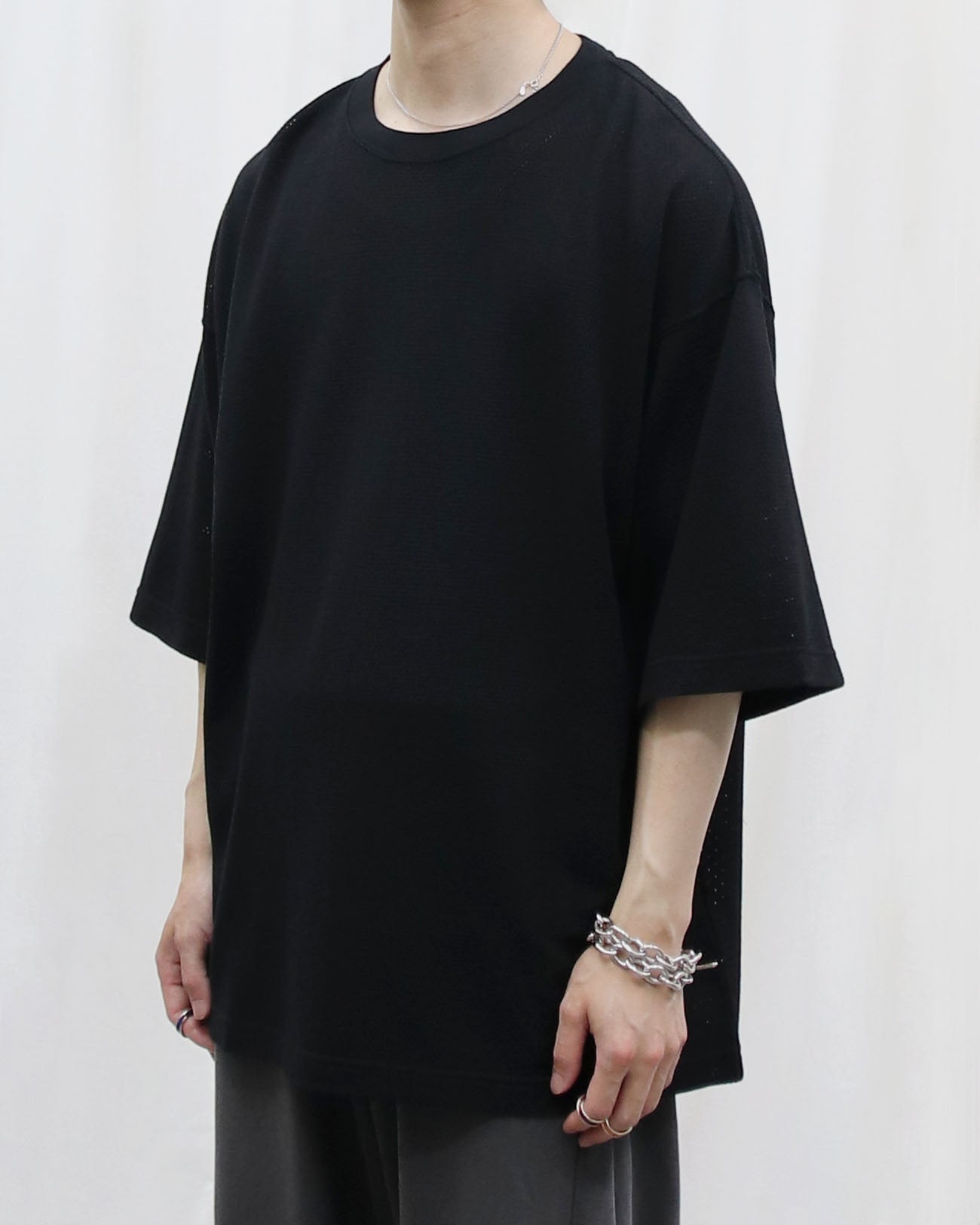 Cotton mesh H/S - black