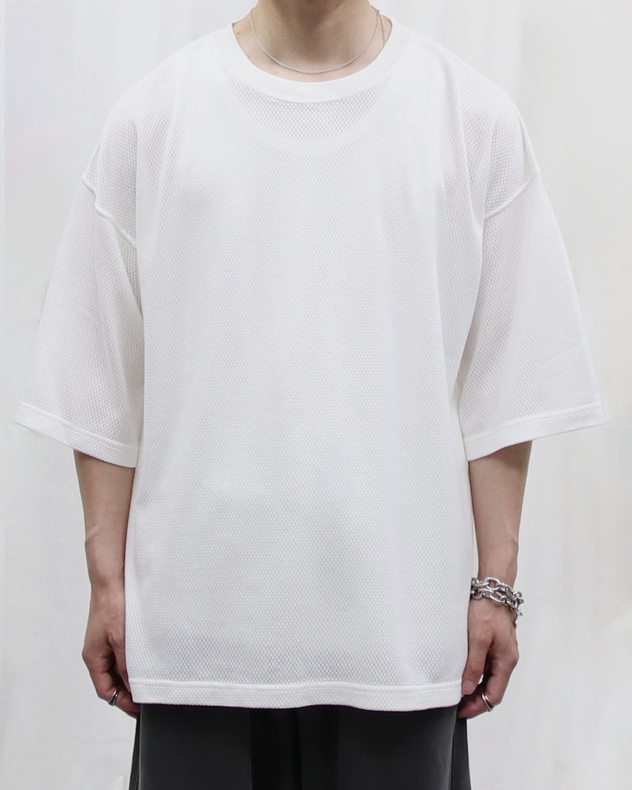 Cotton mesh H/S - white