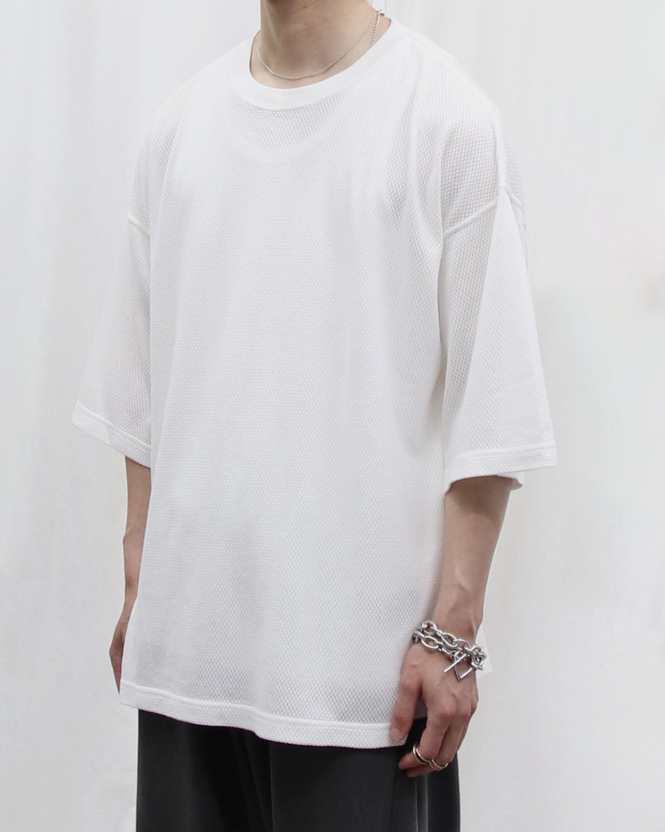 Cotton mesh H/S - white