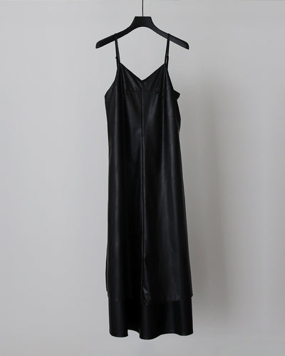 Vegan Leather Layered Dress (BLACK) - FAB4 ONLINE STORE