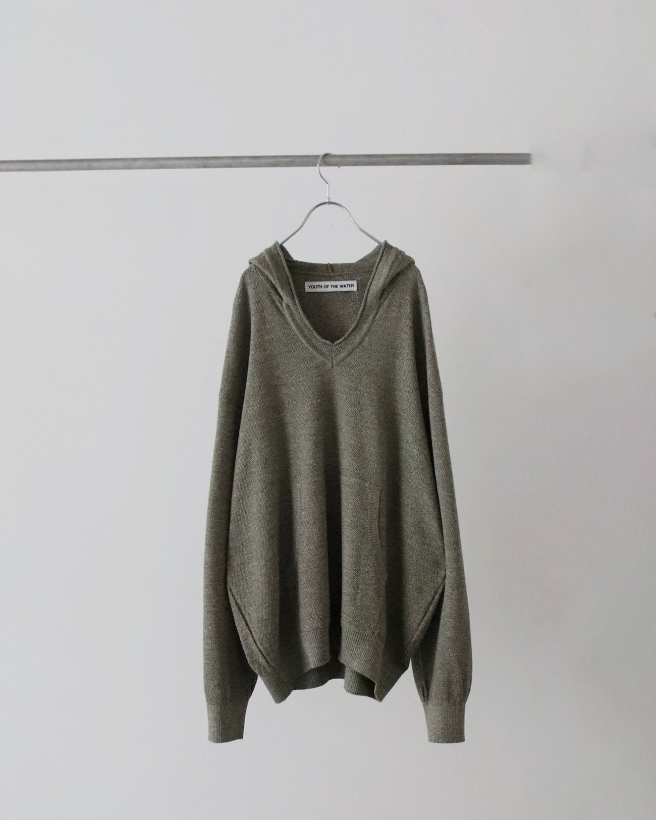 Knit hoodie - khaki