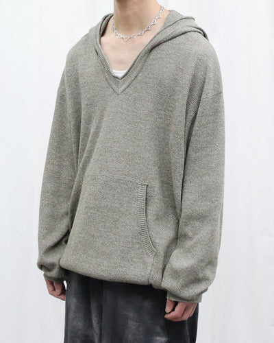 Knit hoodie - khaki