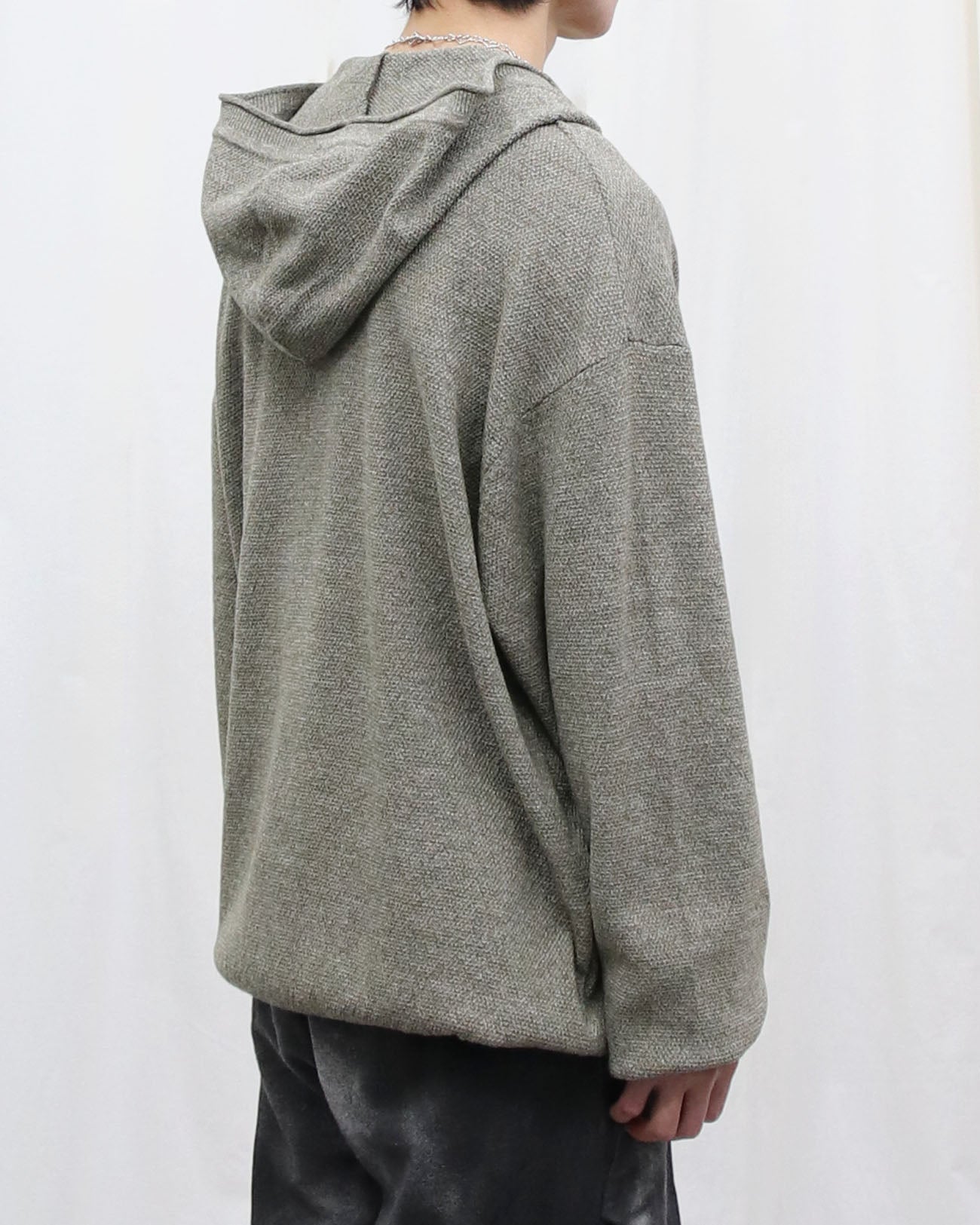 Knit hoodie - khaki