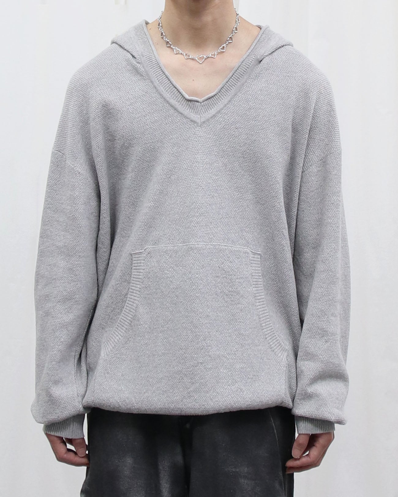 Knit hoodie - gray