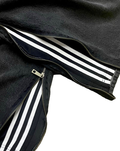 three pin stripes custom zipper denim - black　