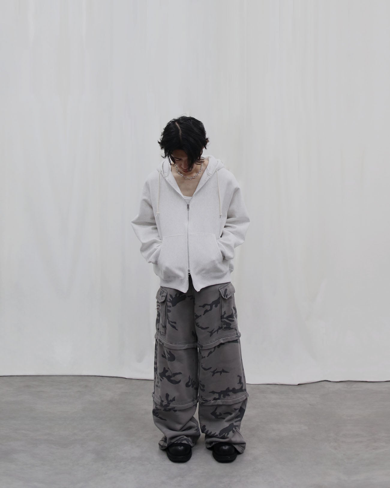 PHEENY | Athletic fleece zip up hoodie - gray – FAB4 ONLINE STORE