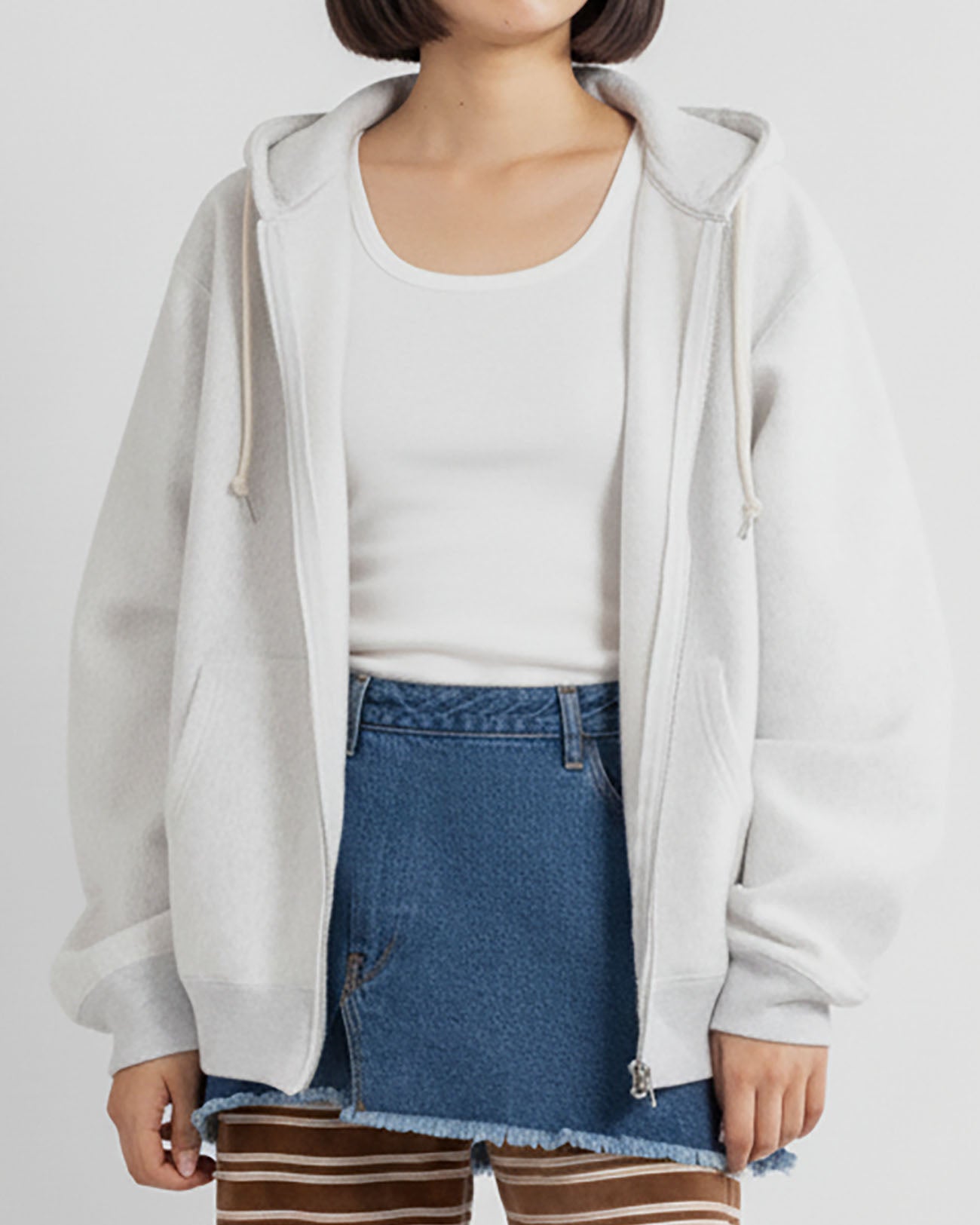 PHEENY | Athletic fleece zip up hoodie - gray – FAB4 ONLINE STORE