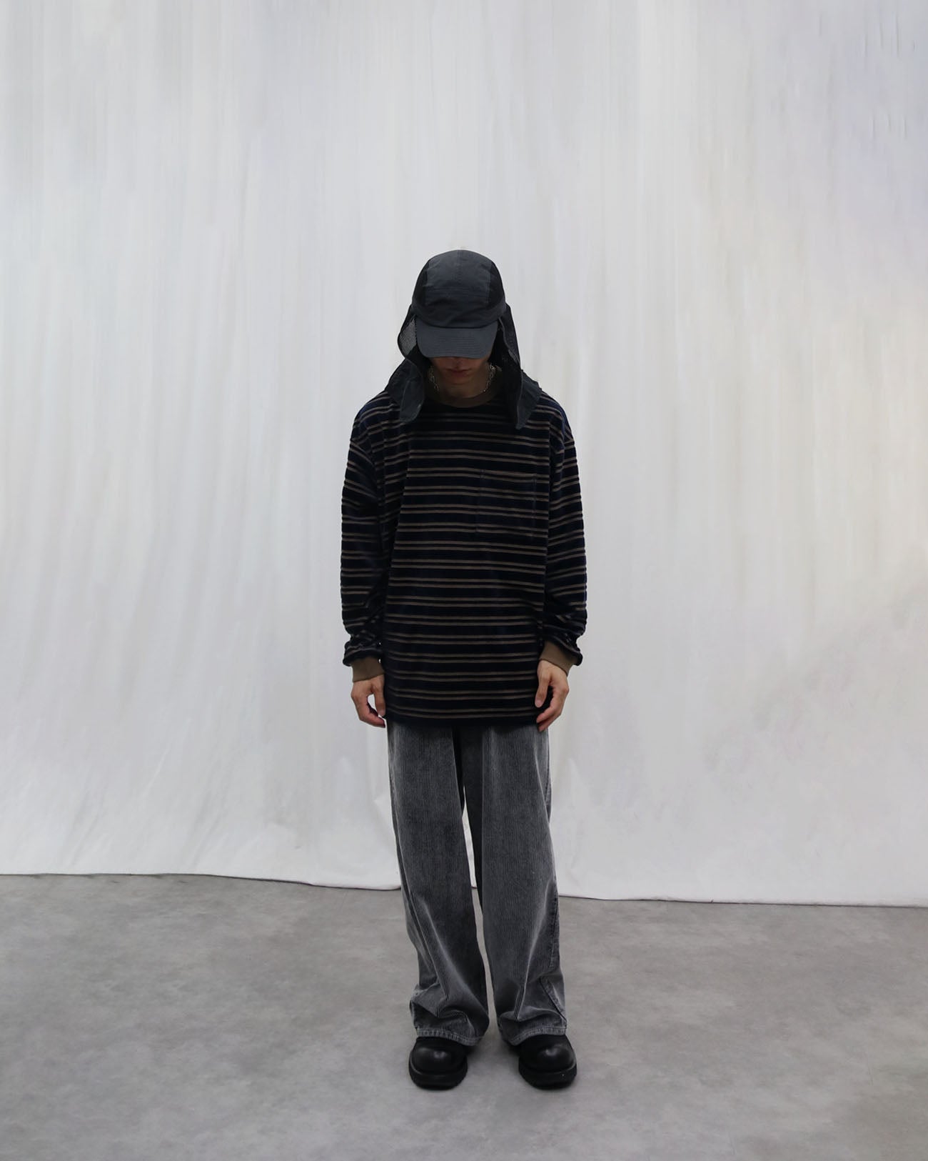 Velvet border L/S (BOYS) - navy