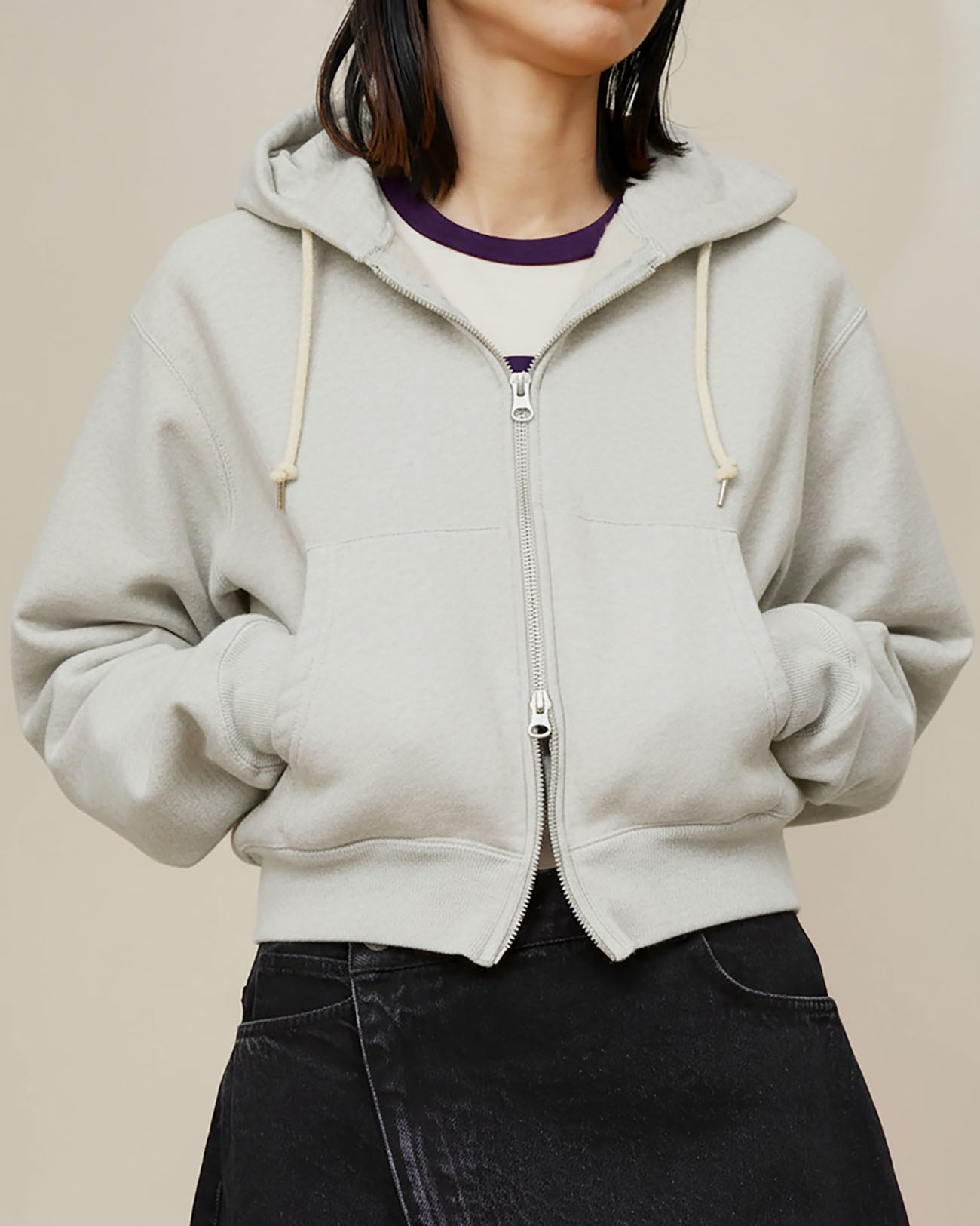 Athletic fleece zip up hoodie - gray