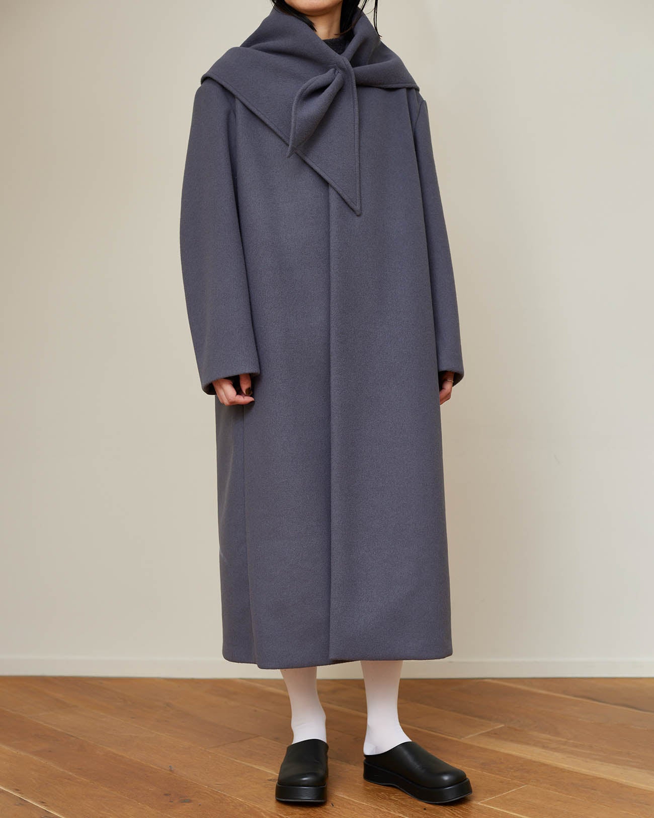 PHEENY | Needle rever stretch scarf coat - gray – FAB4 ONLINE STORE