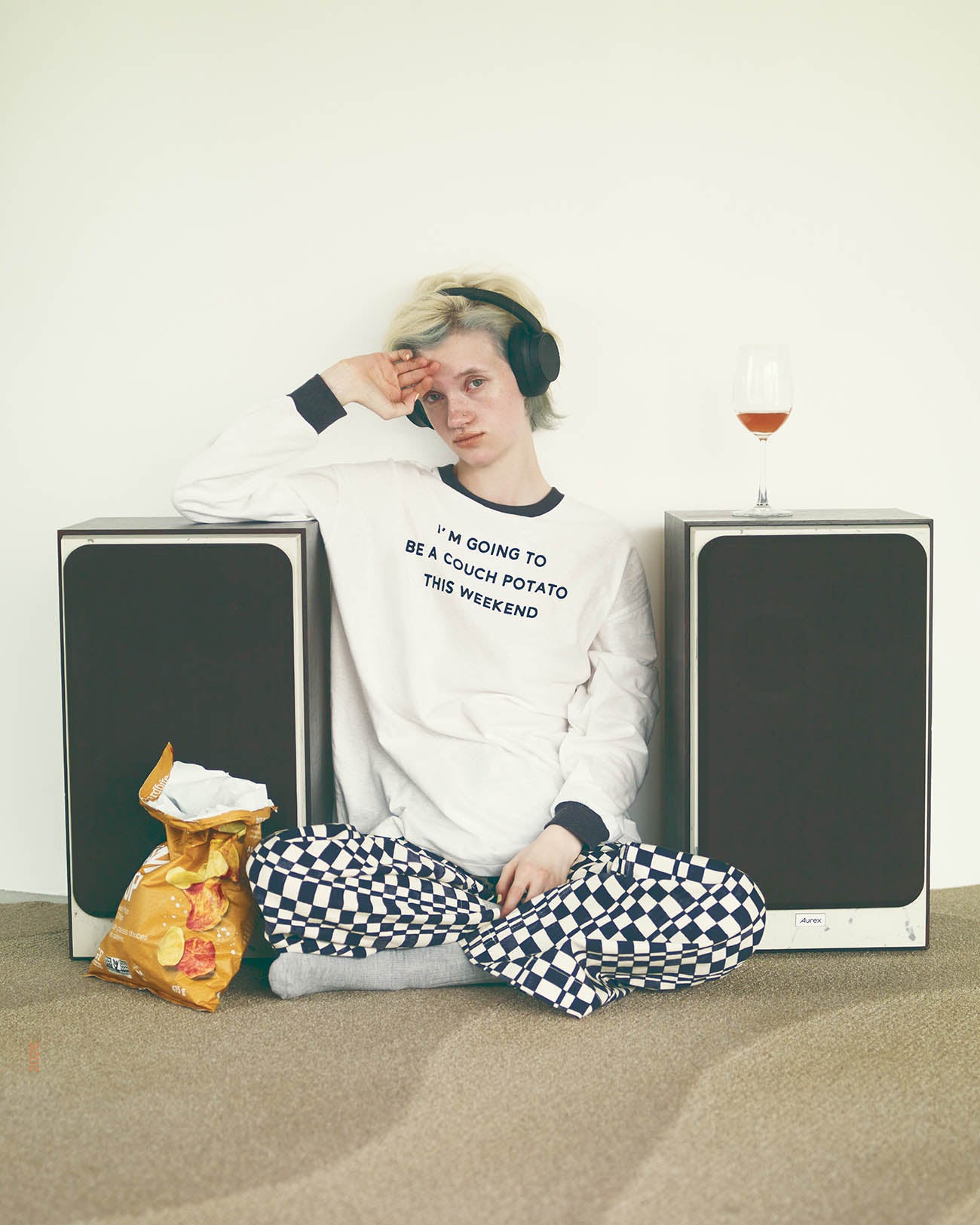 PHEENY | Flocked Vintage Jersey L/S Ringer Tee - white – FAB4
