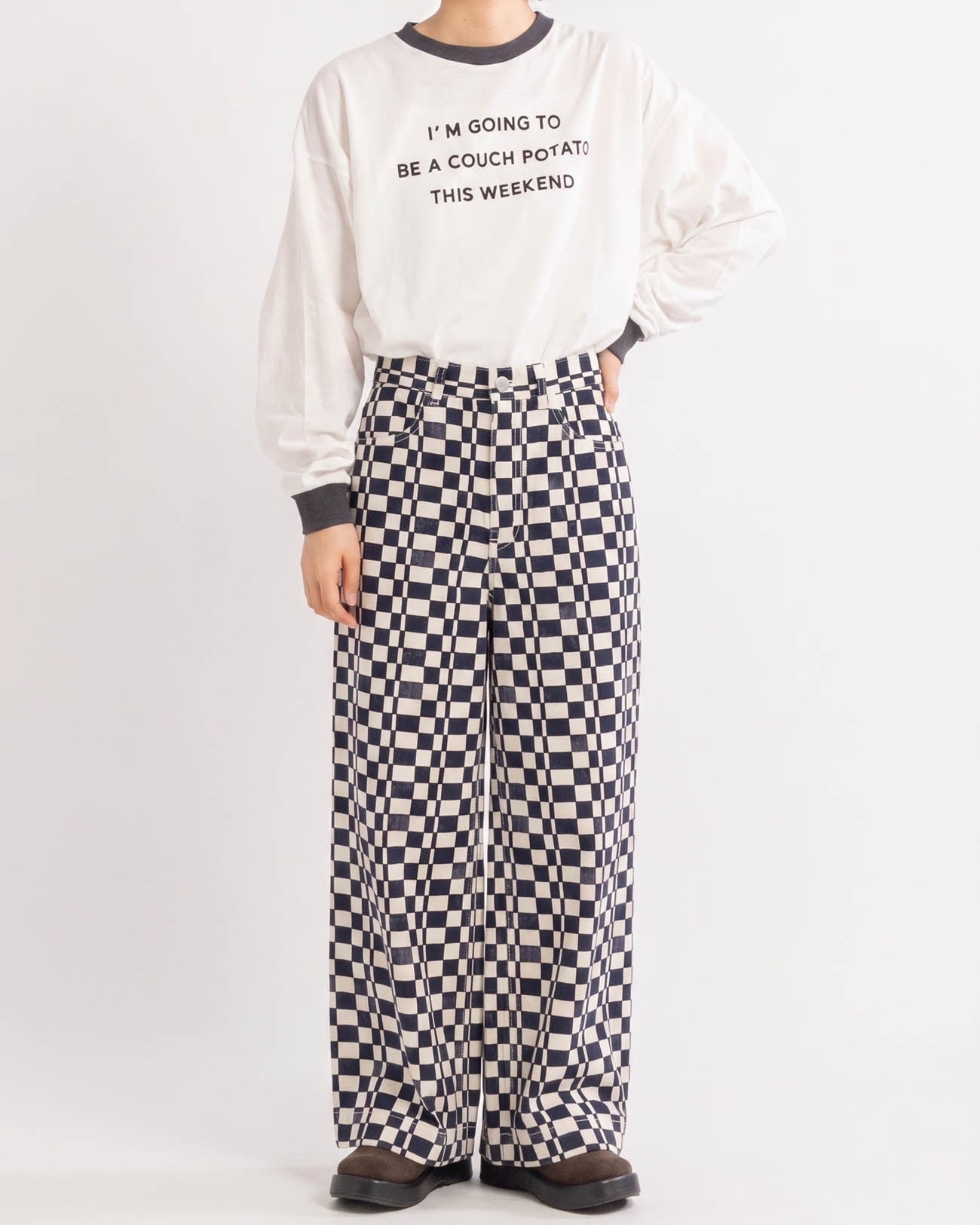 PHEENY | Flocked Vintage Jersey L/S Ringer Tee - white – FAB4