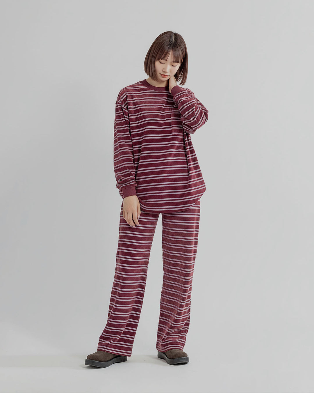 PHEENY | Velvet border L/S - burgundy – FAB4 ONLINE STORE