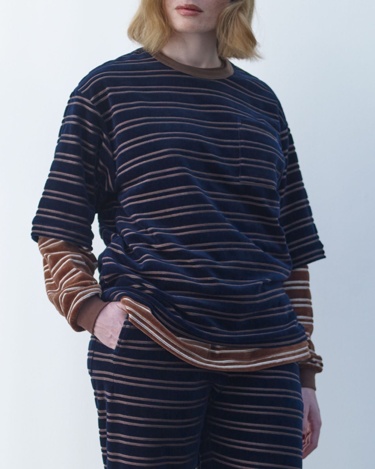 Velvet border S/S - navy