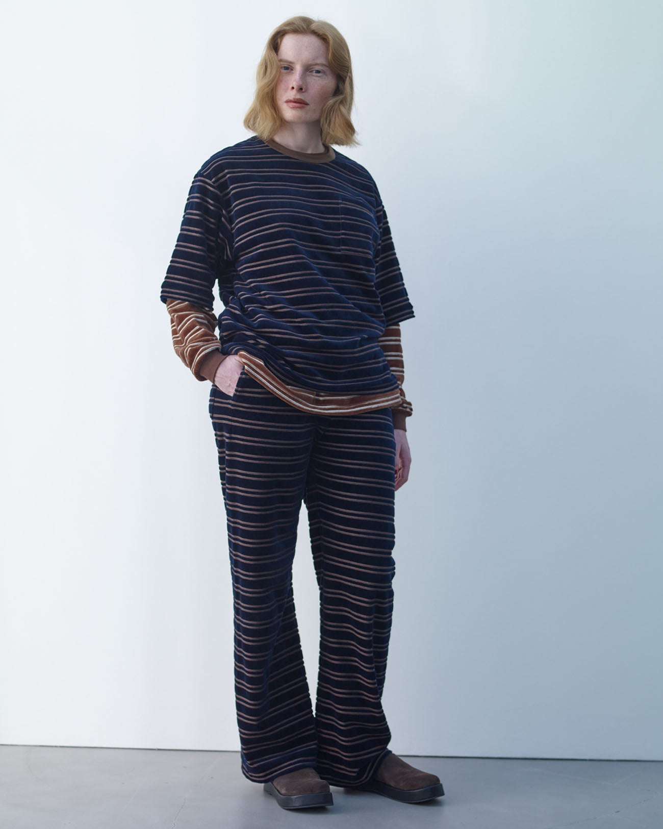 Velvet border S/S - navy