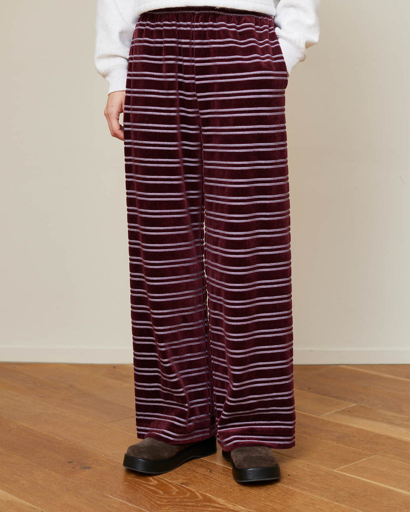 PHEENY | Velvet border wide pants - burgundy – FAB4 ONLINE STORE