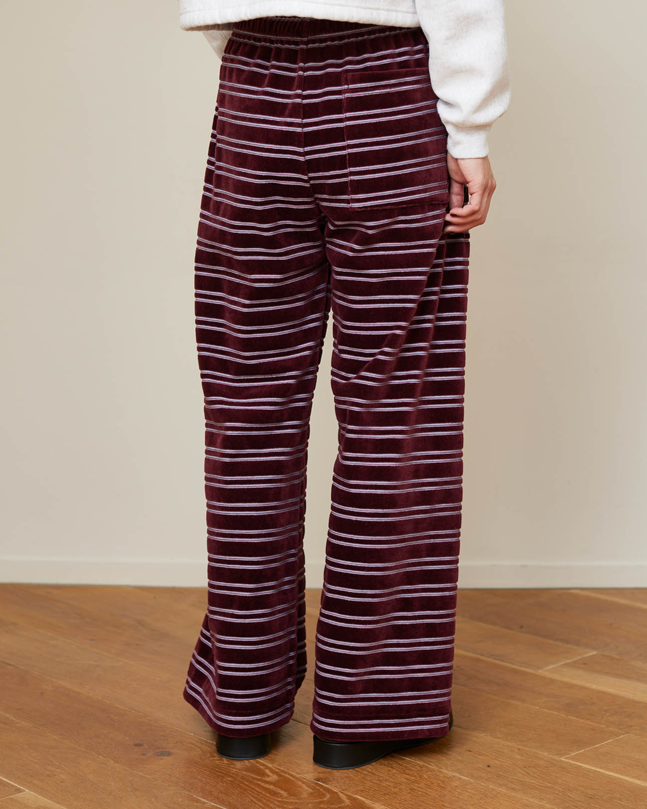 PHEENY | Velvet border wide pants - burgundy – FAB4 ONLINE STORE
