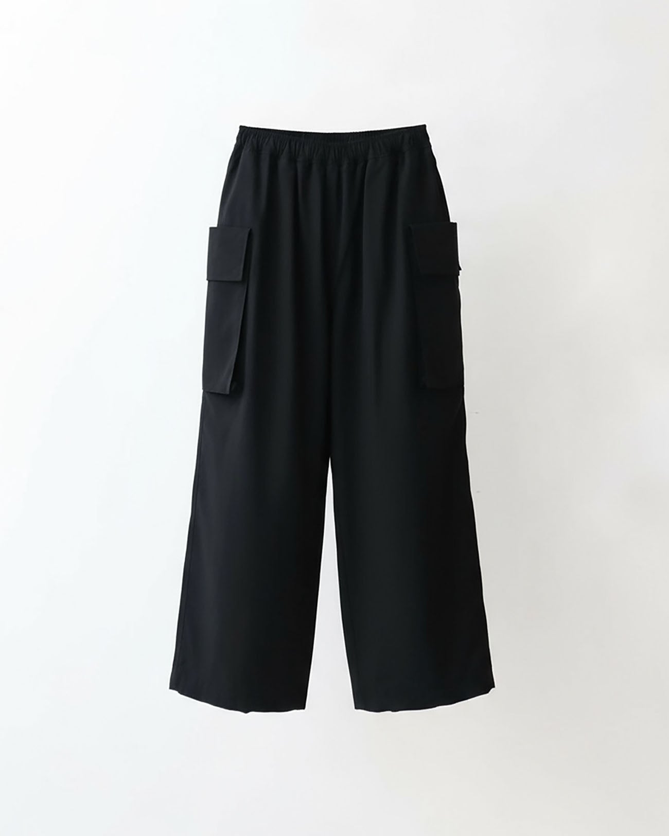 High stretch taffeta gathered pants - black