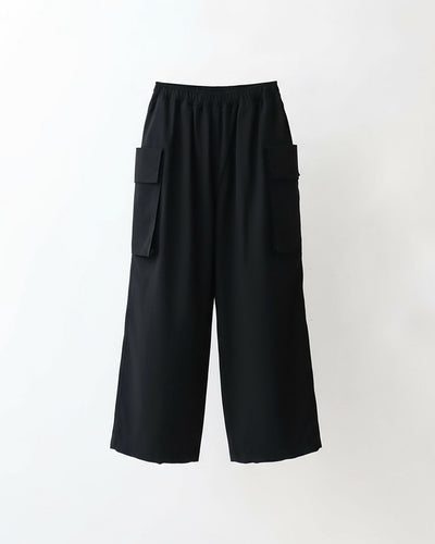 High stretch taffeta gathered pants - black