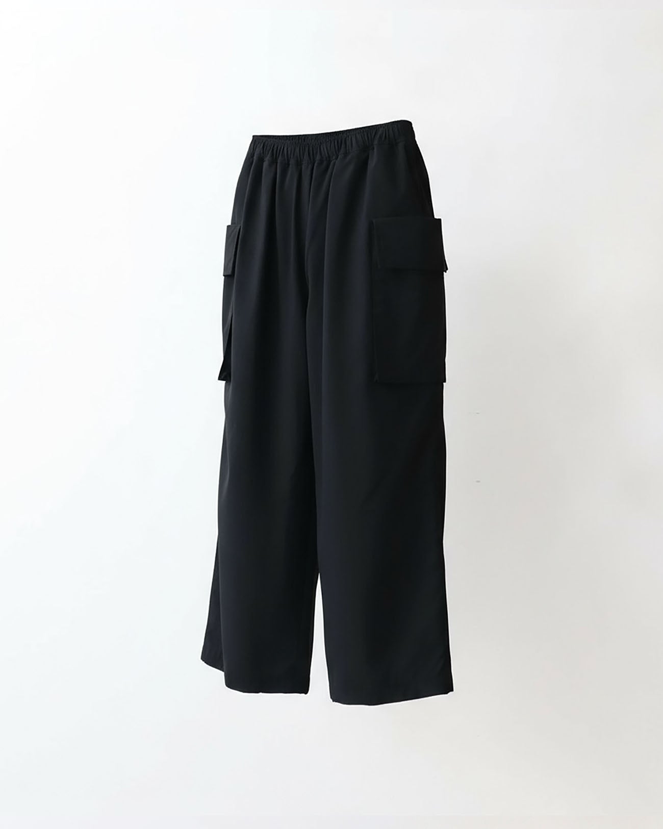High stretch taffeta gathered pants - black